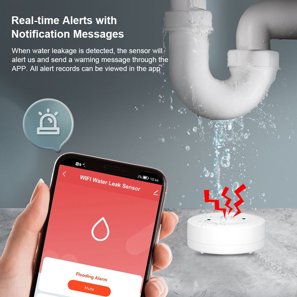 Tuya Water alarm Remote smart home water sensor detector wifi water level alarm wifi+ Bluetooth dual-mode APP remote control low power alert  898DT