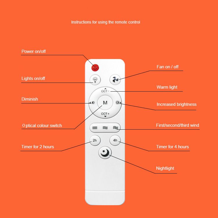 40W E27 screw fan lamp, bedroom and living room ceiling fan, strong wind silent ceiling fan lamp, smart timing, six-blade fan lamp, three wind speed Settings, stepless dimming + with remote control, 52CM colorful blades + crystal cover + lamp base  QA353