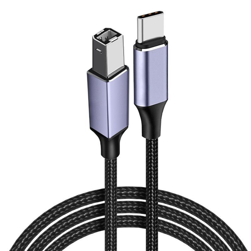 Type-C to USB 2.0B square port printer braided cable is suitable for notebook computer printing cables and data cables  MDH-089