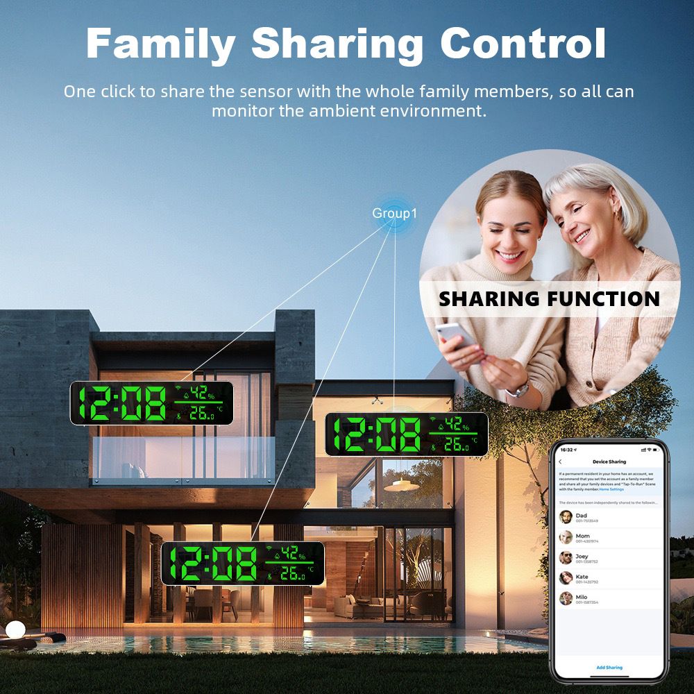 tuya app Temperature and humidity multi-function alarm clock Creative LED clock wifi thermometer Smart home temperature and humidity smart home control system  SZ01