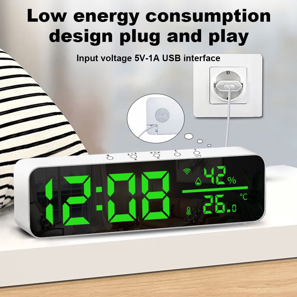 tuya app Temperature and humidity multi-function alarm clock Creative LED clock wifi thermometer Smart home temperature and humidity smart home control system  SZ01