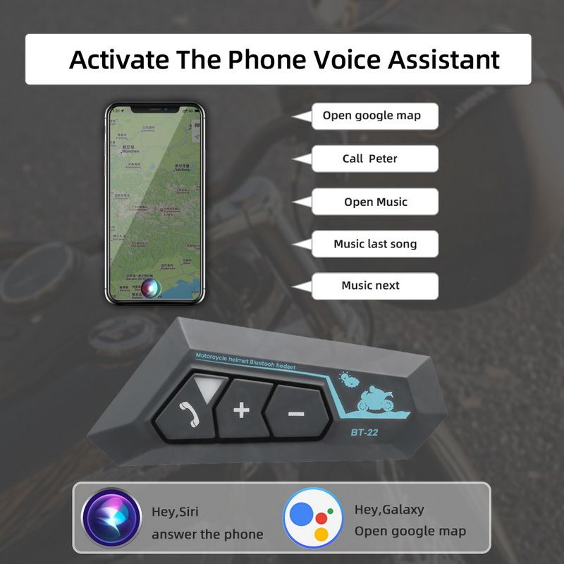 Wireless helmet headset Electric bike riding make and receive calls Listen to music Motorcycle helmet Bluetooth headset Large battery 1000 mah  BT22