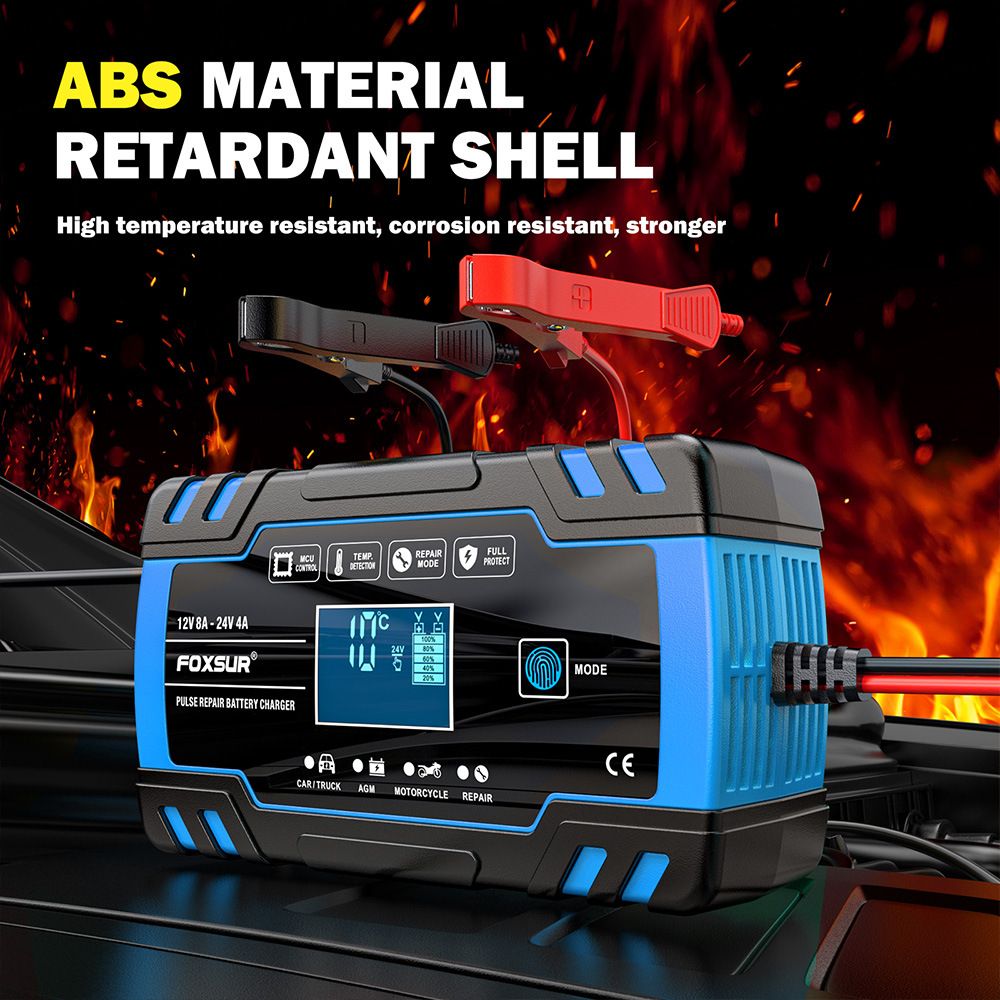 12V and 24V multi-functional intelligent charger, universal charger for motorcycles, cars and trucks, repair type charger  FBC122408D
