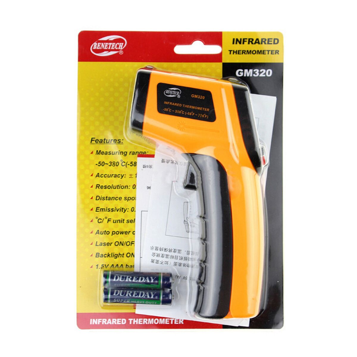 GM320 Non Contact Laser LCD Display Digital IR Infrared Thermometer Temperature Meter Gun -50℃ to 330℃ Iron art GM320