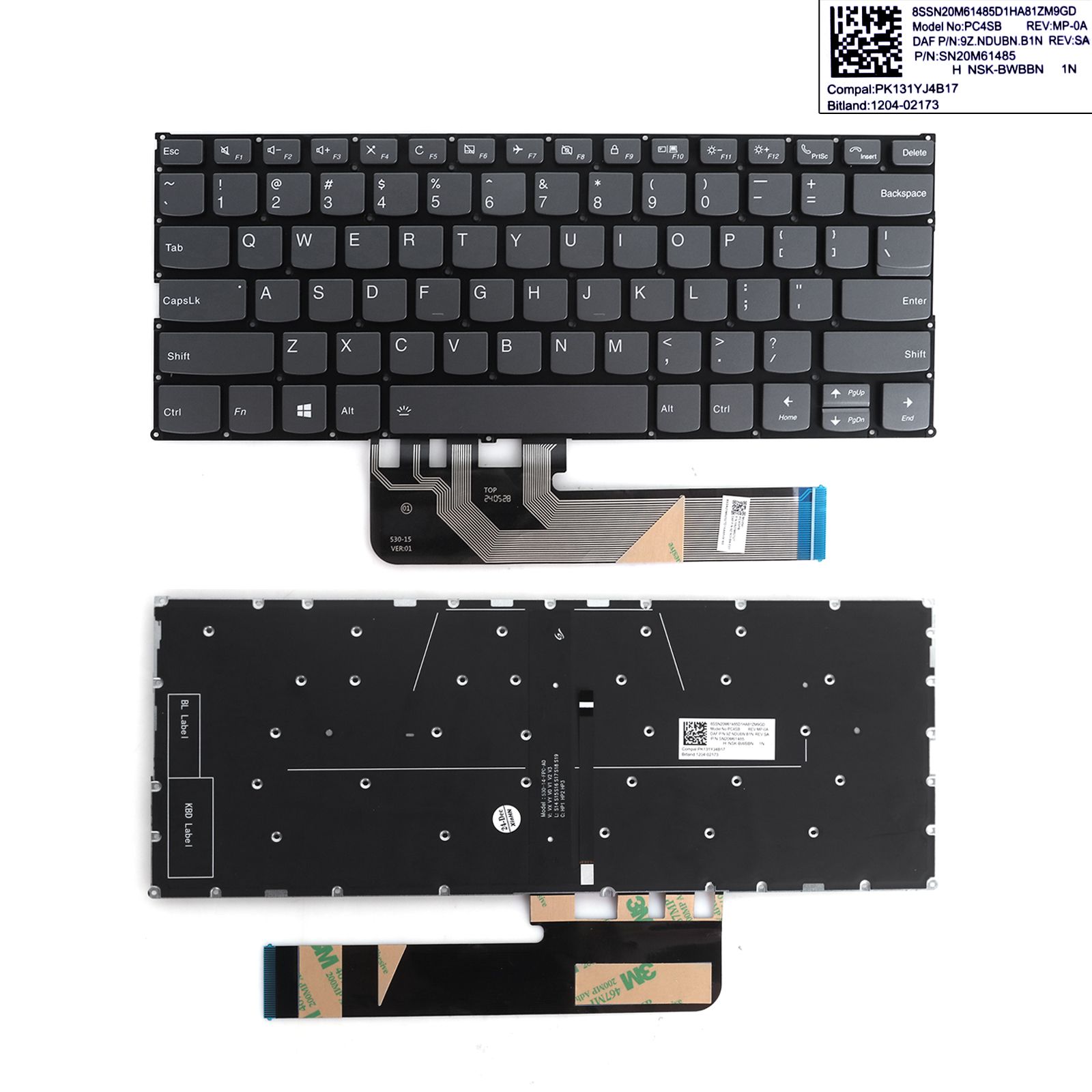 Lenovo Yoga 6-13ARE05 6-13ALC6 Laptop Keyboard Gray （Backlit）  N/A