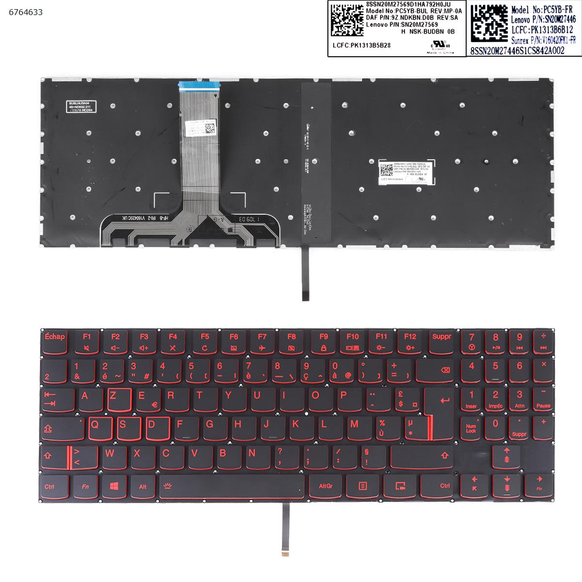 Lenovo Legion Y520 Y520-15IKB R720 R720-15IKB BLACK(Red Backlit,Red Printing,Win8) FR V160420FS1-US SN20M27556 Laptop Keyboard (OEM-B)