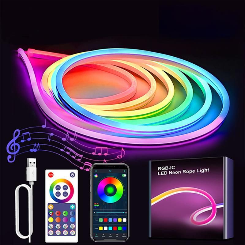 tuya Smart wifi light with RGBIC tree light rope light IP68 USB Music DIY decorative smart neon strip 5 meters 60 beads/meter  RSH-Neon3M01-WiFi