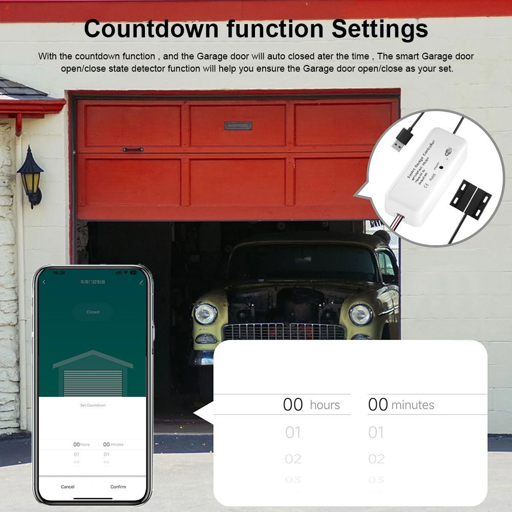 tuya WiFi Garage Door Controller Doodle Smart Home mobile Remote Garage Door Switch controller powered by USB  CKM05