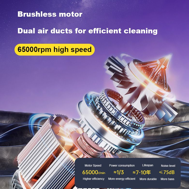 [Grey] Cordless vacuum cleaner 14200PA super large suction brushless high power portable cyclone Handheld home car vacuum cleaner HD digital display whirlwind dust cup 75dB bass TYPE-C charging  VC028