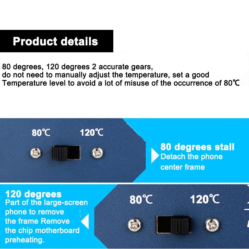 270W 80 and 120° adjustable constant temperature working preheating table Mobile phone removing screen machine removing frame heating table Heating panel fully covered silicone workbench  K-816