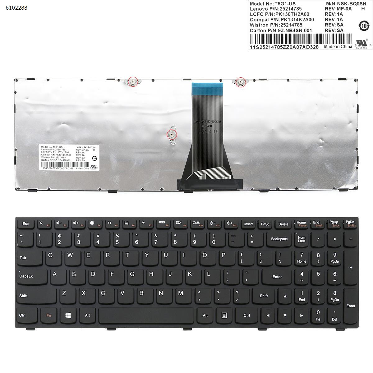 LENOVO G50-70 BLACK FRAME BLACK(For Win8) US G50-70US   MB341-002 Laptop Keyboard (OEM-A)