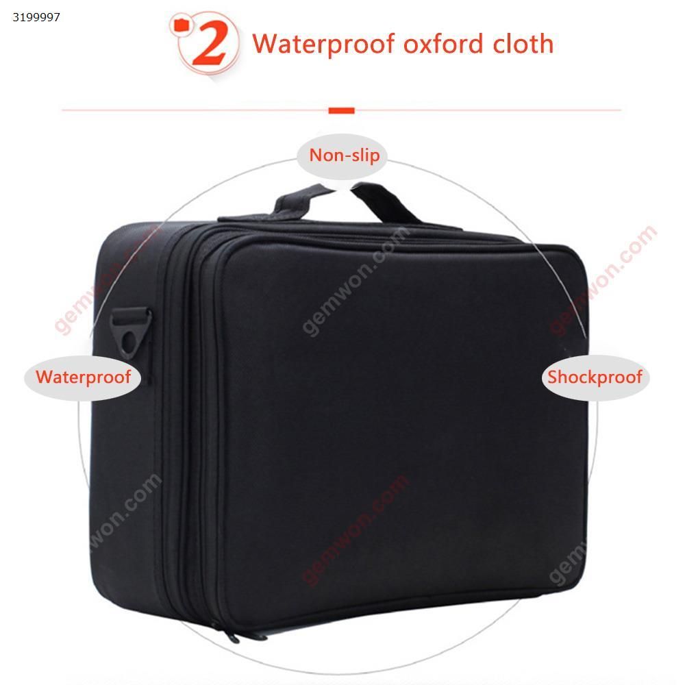 Professional multi-layer partition storage bag insert board cosmetic bag with makeup portable makeup large-scale tattoo semi-permanent toolbox -black Makeup Brushes & Tools  L