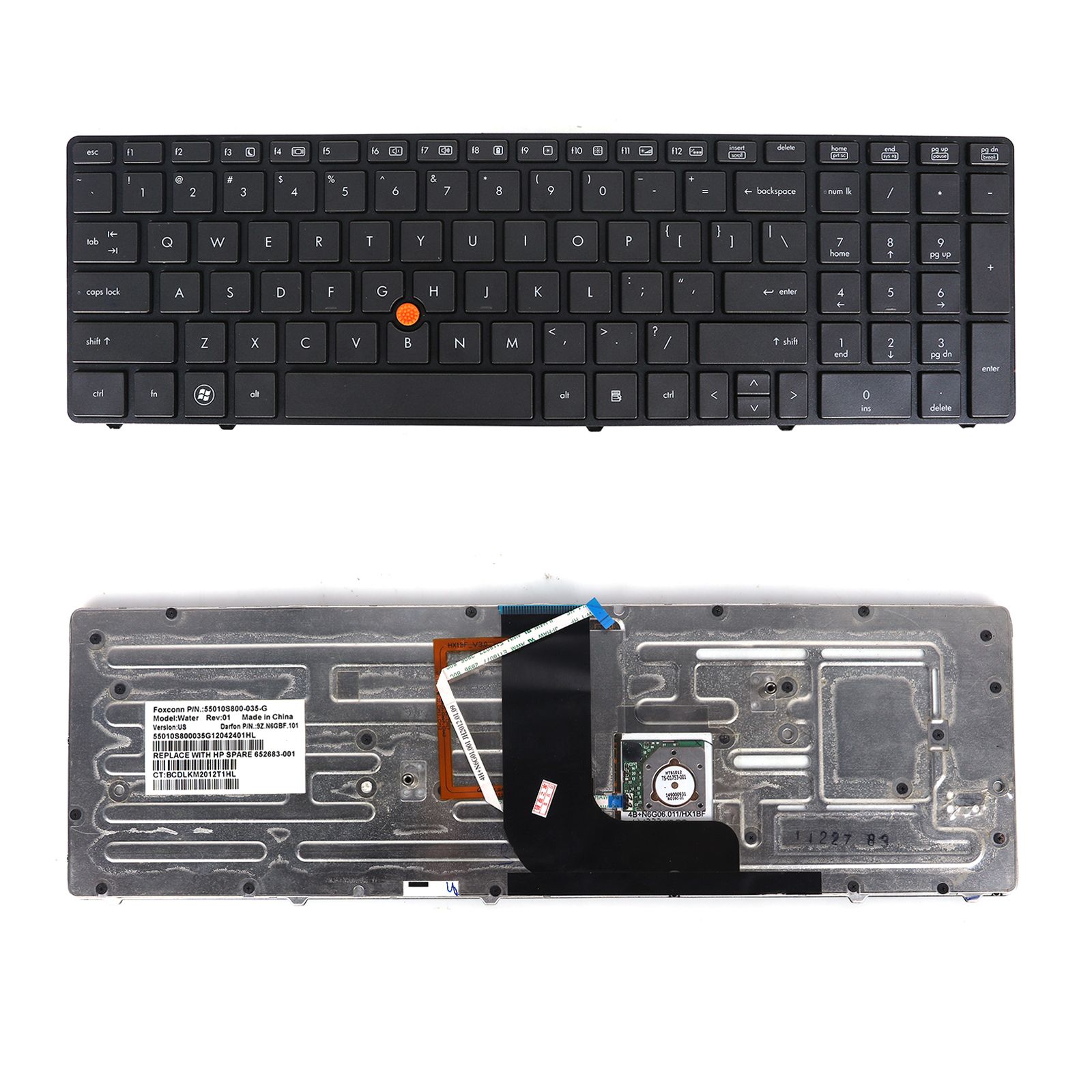 HP 8560W 8570W GRAY FRAME GRAY(Backlit,With Point stick ) US 55012SC00-035-G Laptop Keyboard ( )