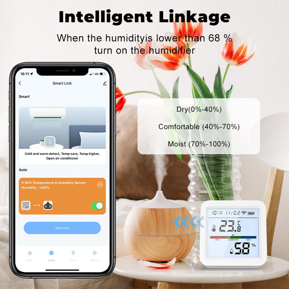 TUYA APP WIFI Version Temperature and Humidity detector Temperature and humidity sensor intelligent linkage temperature and humidity  TH05