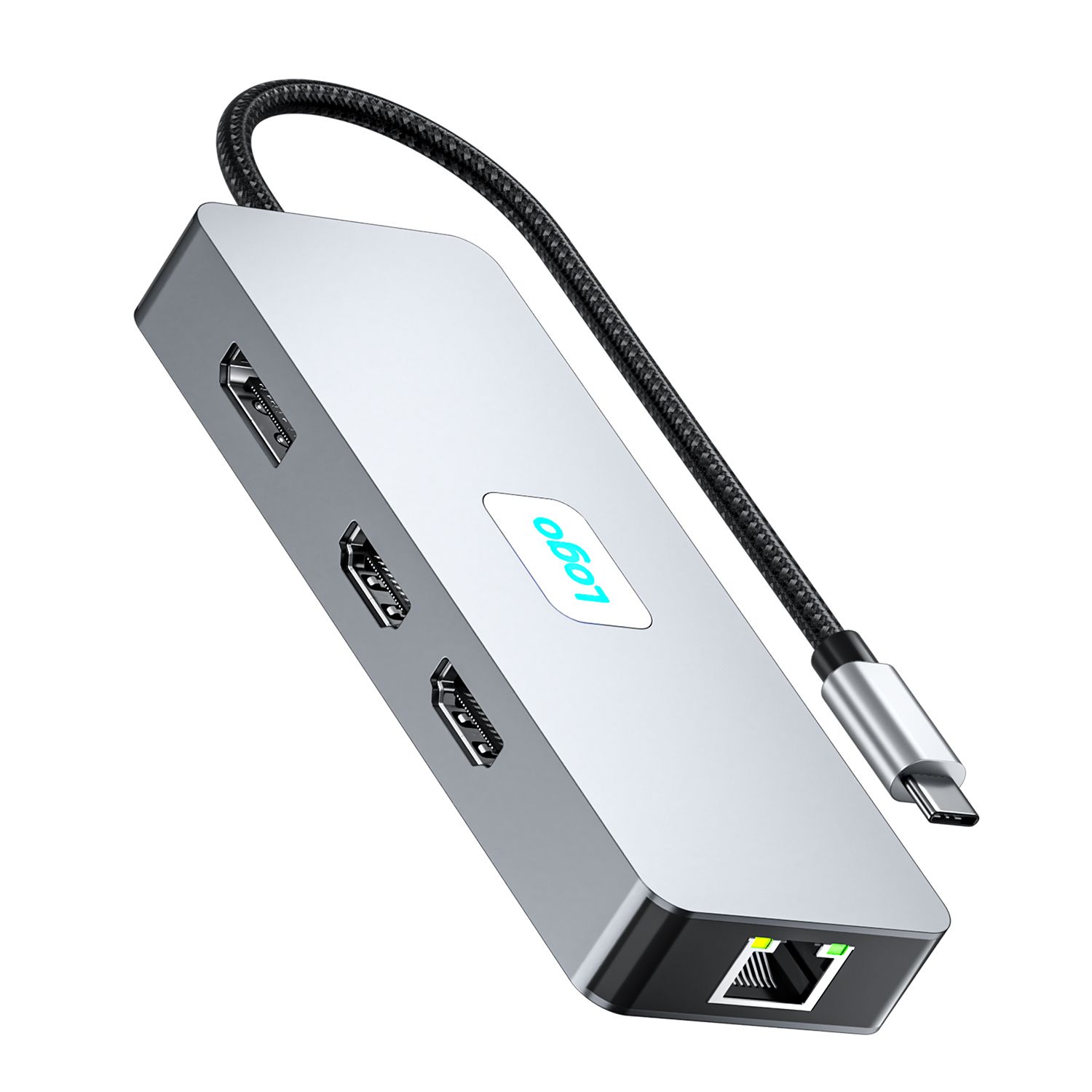 Type-c docking station, USB3.2 extender, Gigabit network port, notebook cable collector, docking station, HDTV 4K60Hz*2+DP 4K60Hz+ Gigabit network port +USB3.0*3+PD100W  BYL-2401