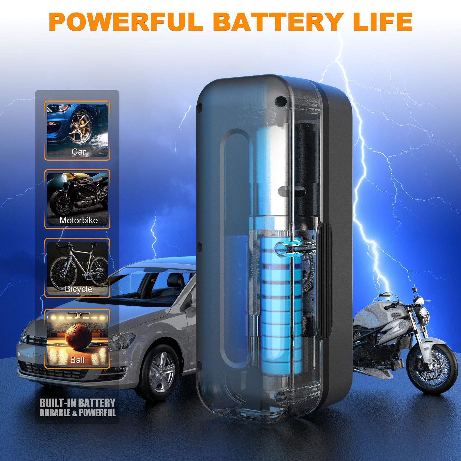 Portable auto tire pump Handheld wireless charging car air pump  CY80