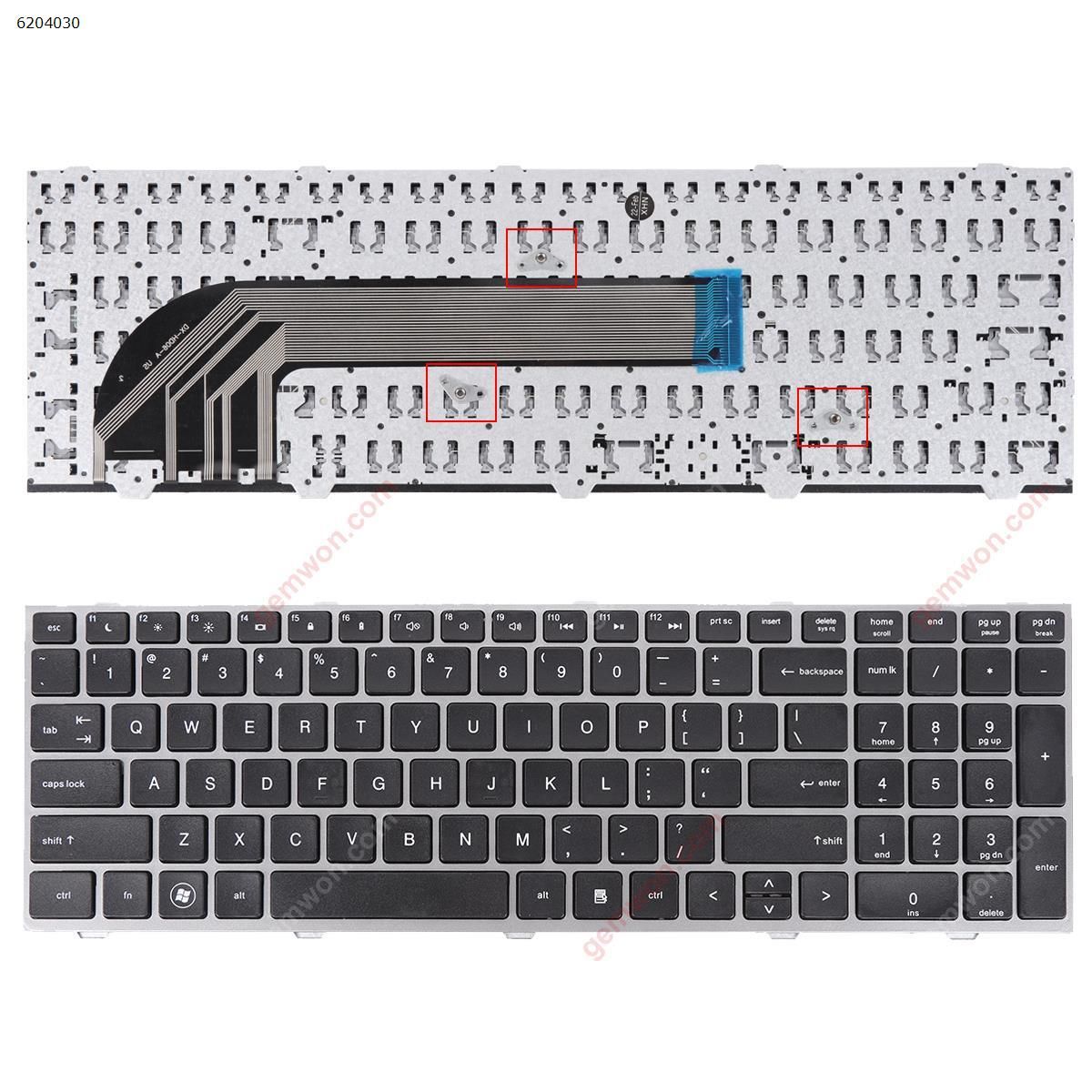 HP 4540S 4545S SILVER FRAME BLACK OEM US HD06-A Laptop Keyboard (OEM-B)
