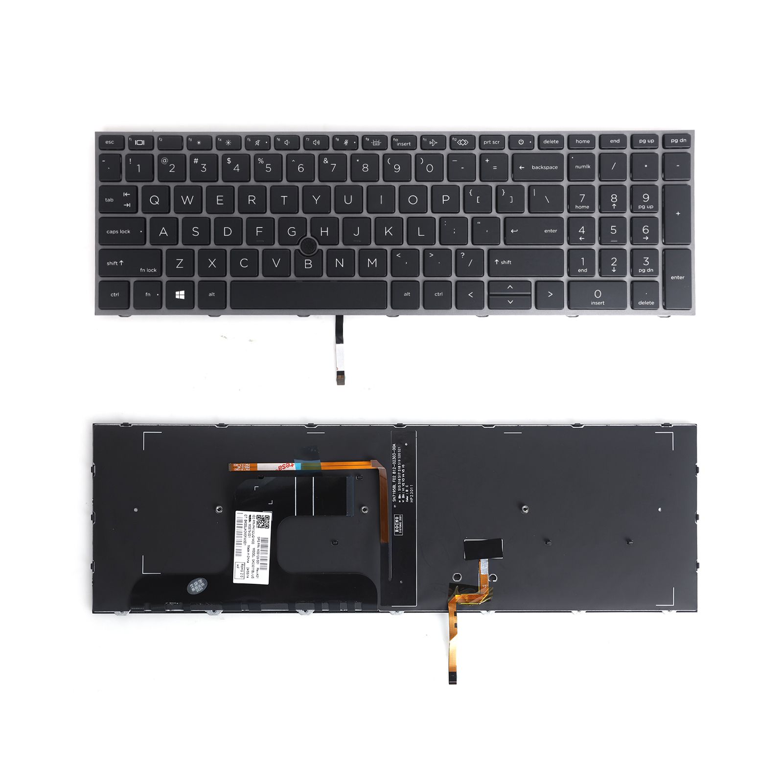 HP ZBOOK 17 G7 17 G8 ZBOOK Fury 17 G silver FRAME BLACK(Backlit With Point Stick Win8) OEM  12-0393C-DZ01-K19