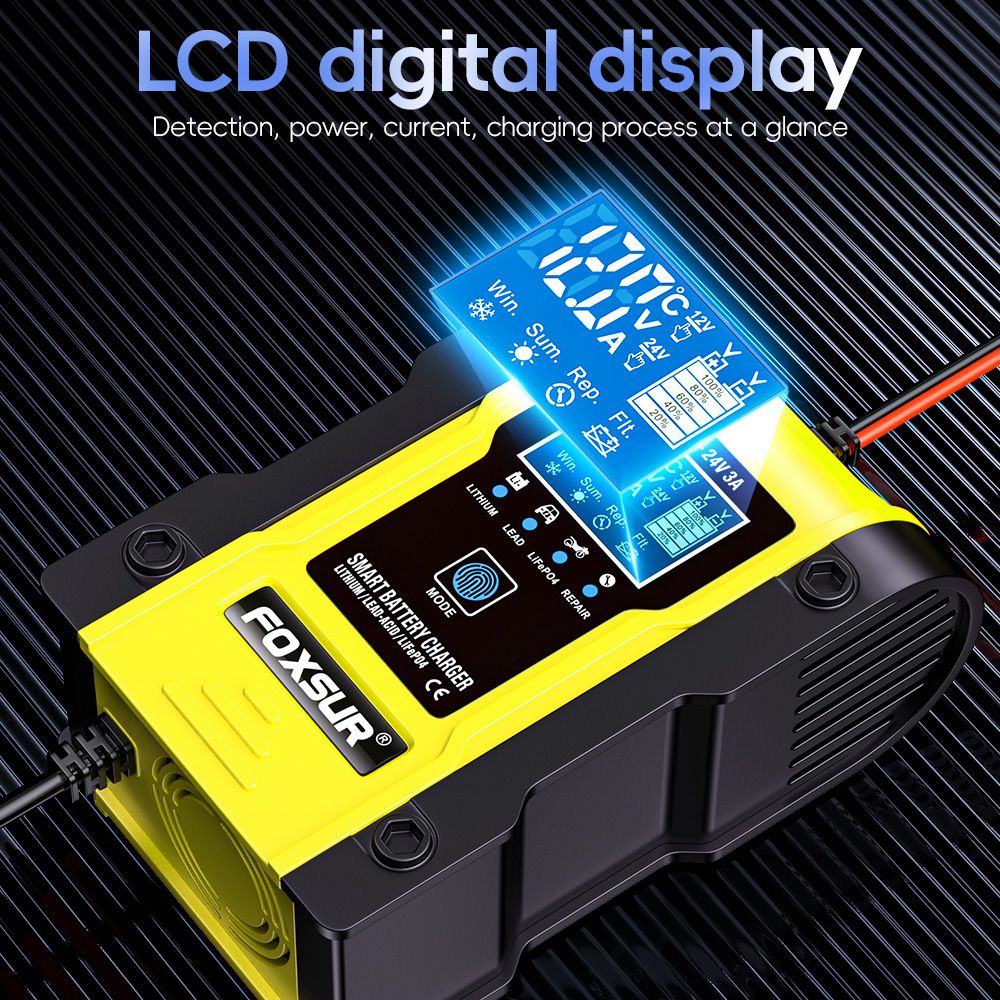 12.6V lithium battery, 12V 24V lead-acid battery, lithium iron phosphate charger, car and motorcycle battery charger  FBC122406D