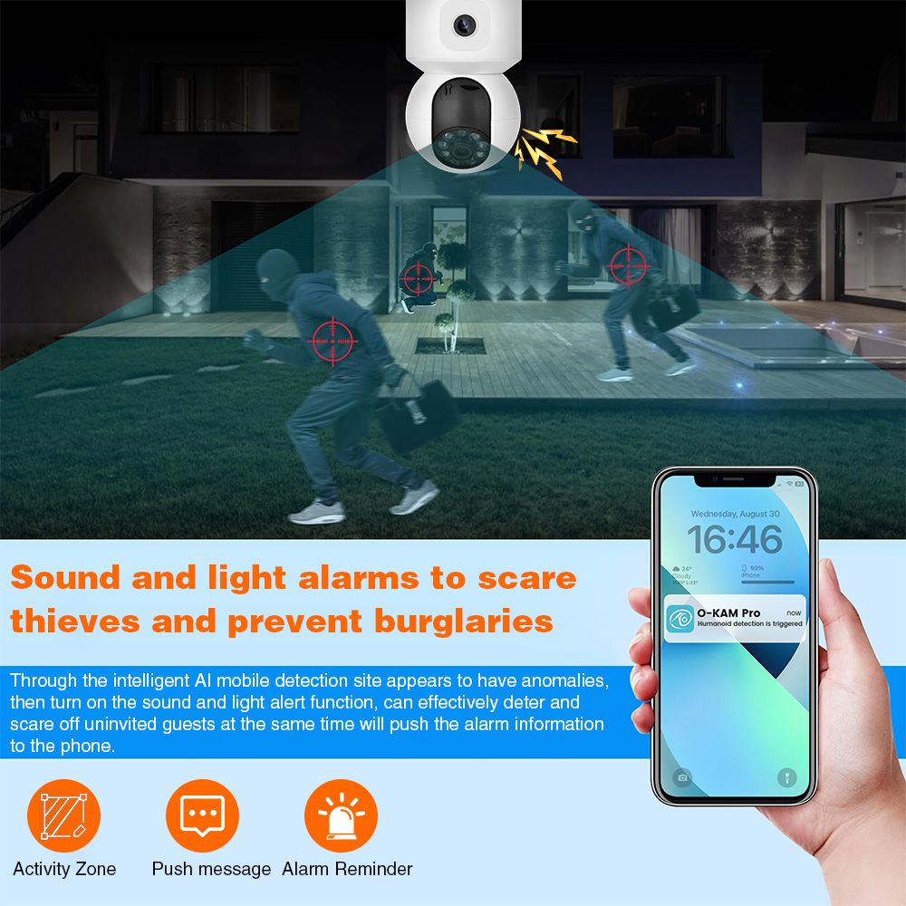 K22 dual-camera outdoor monitoring 1920*1080 high-definition pixel dual-lens intelligent night vision outdoor security mobile monitoring area alarm free rotation two-way communication multi-person viewing  K22