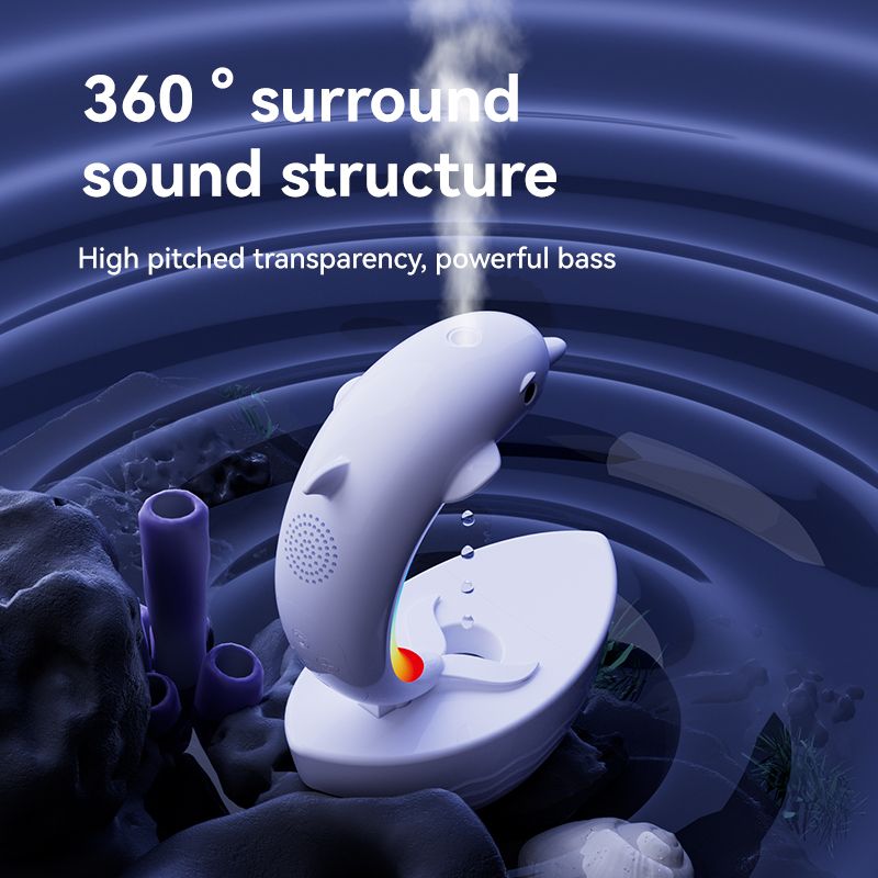 Anti-gravity water drop reverse flow humidifier Dolphin humidifier Bright atmosphere light Desktop decoration Household humidifier Portable water capacity 380ml Bluetooth 5.3  Y18