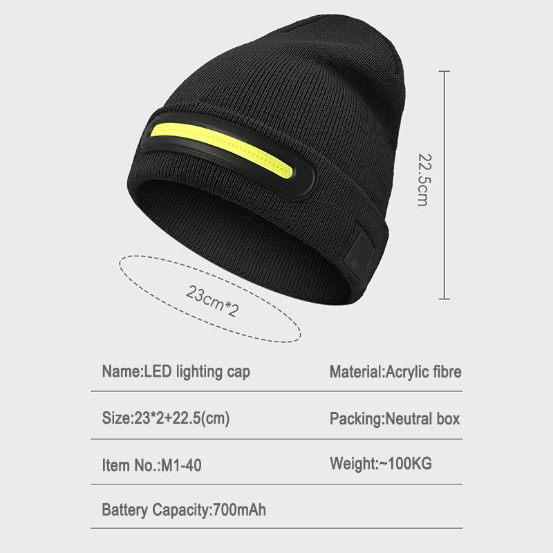 Strong lighting thermal cap Outdoor sports cold light cap LED lighting charging luminescent cap  M1-TD3