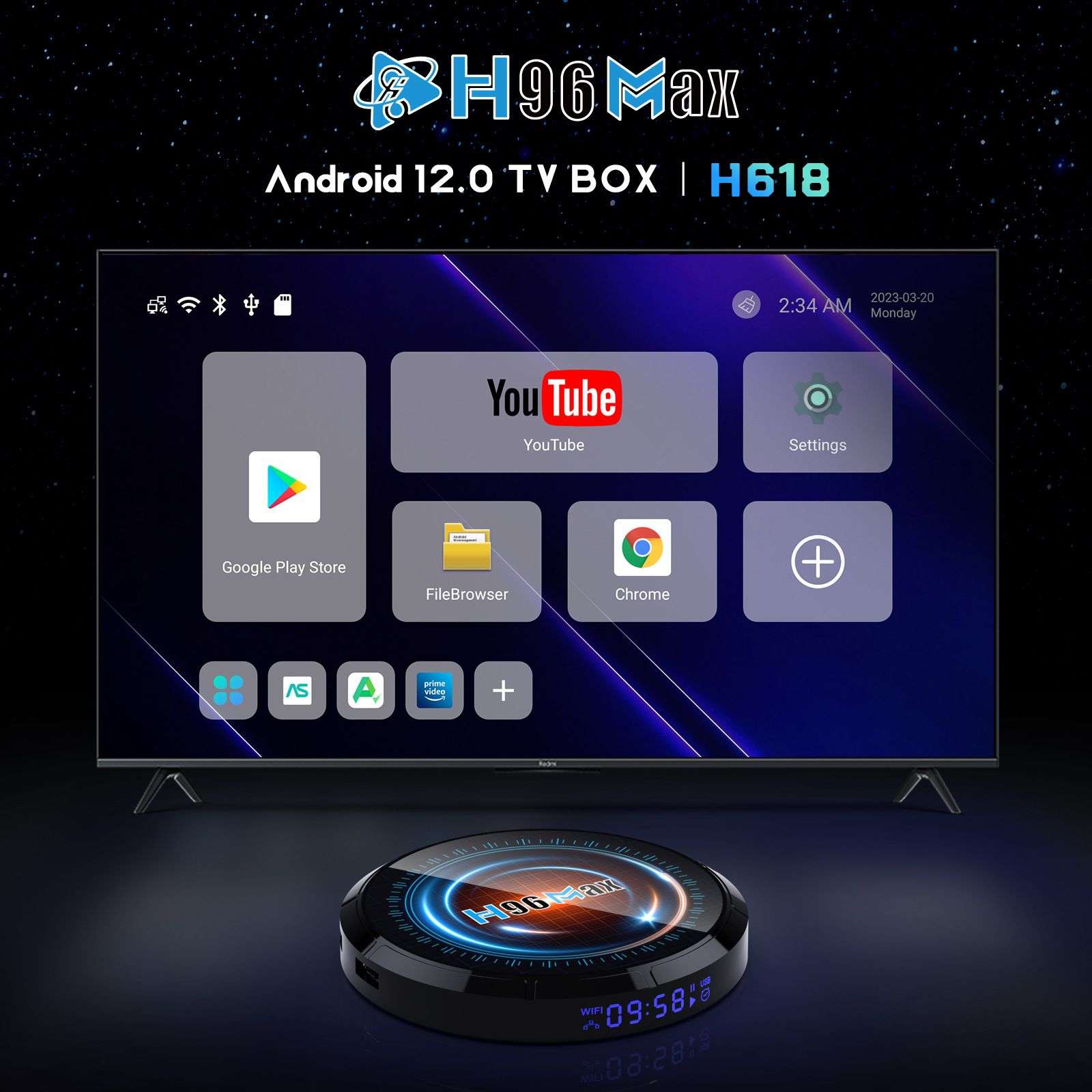 H96max Android TV Box H618 Android 12.0 HD display network set-top box WiFi6 Bluetooth 5.0 4GB+64GB European regulation  H96 MAX H618