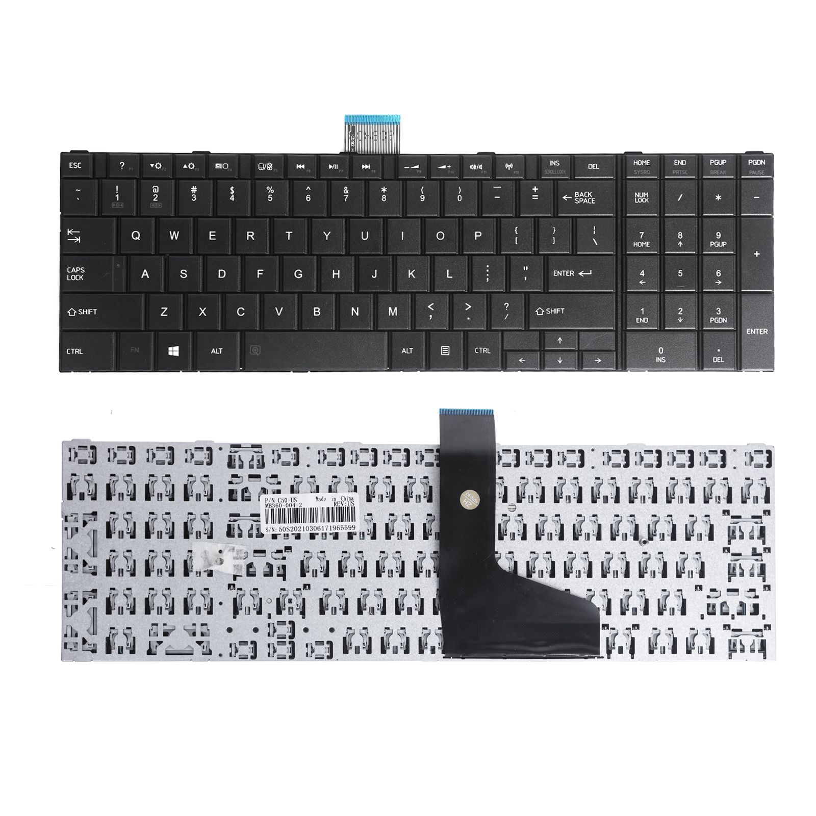 TOSHIBA C50 C55D BLACK(For Win8) US 9Z.N7TSV.801 6037B0085002 V143026CS1 Laptop Keyboard (OEM-B)