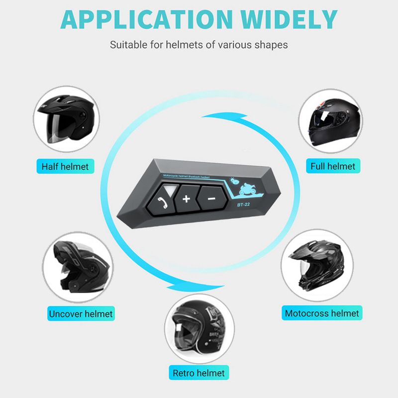 Wireless helmet headset Electric bike riding make and receive calls Listen to music Motorcycle helmet Bluetooth headset Large battery 1000 mah  BT22