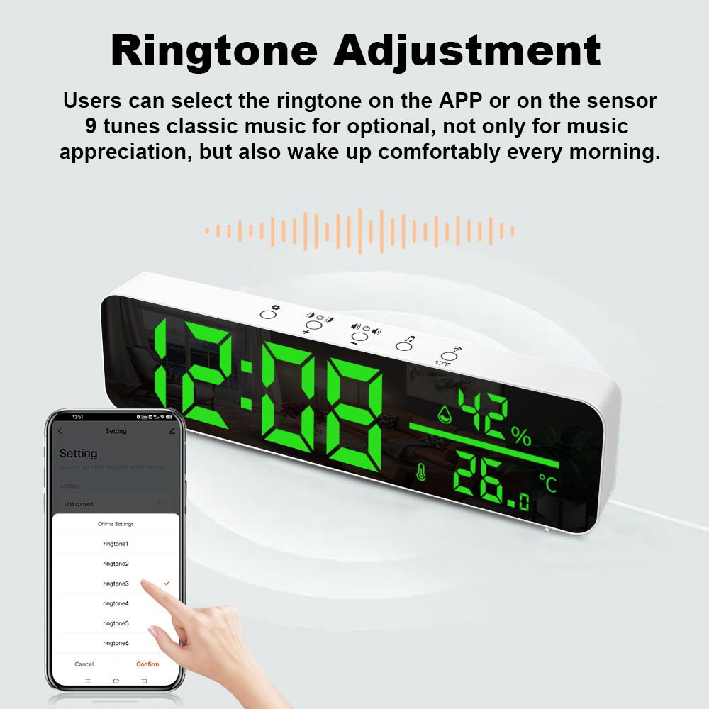 tuya app Temperature and humidity multi-function alarm clock Creative LED clock wifi thermometer Smart home temperature and humidity smart home control system  SZ01