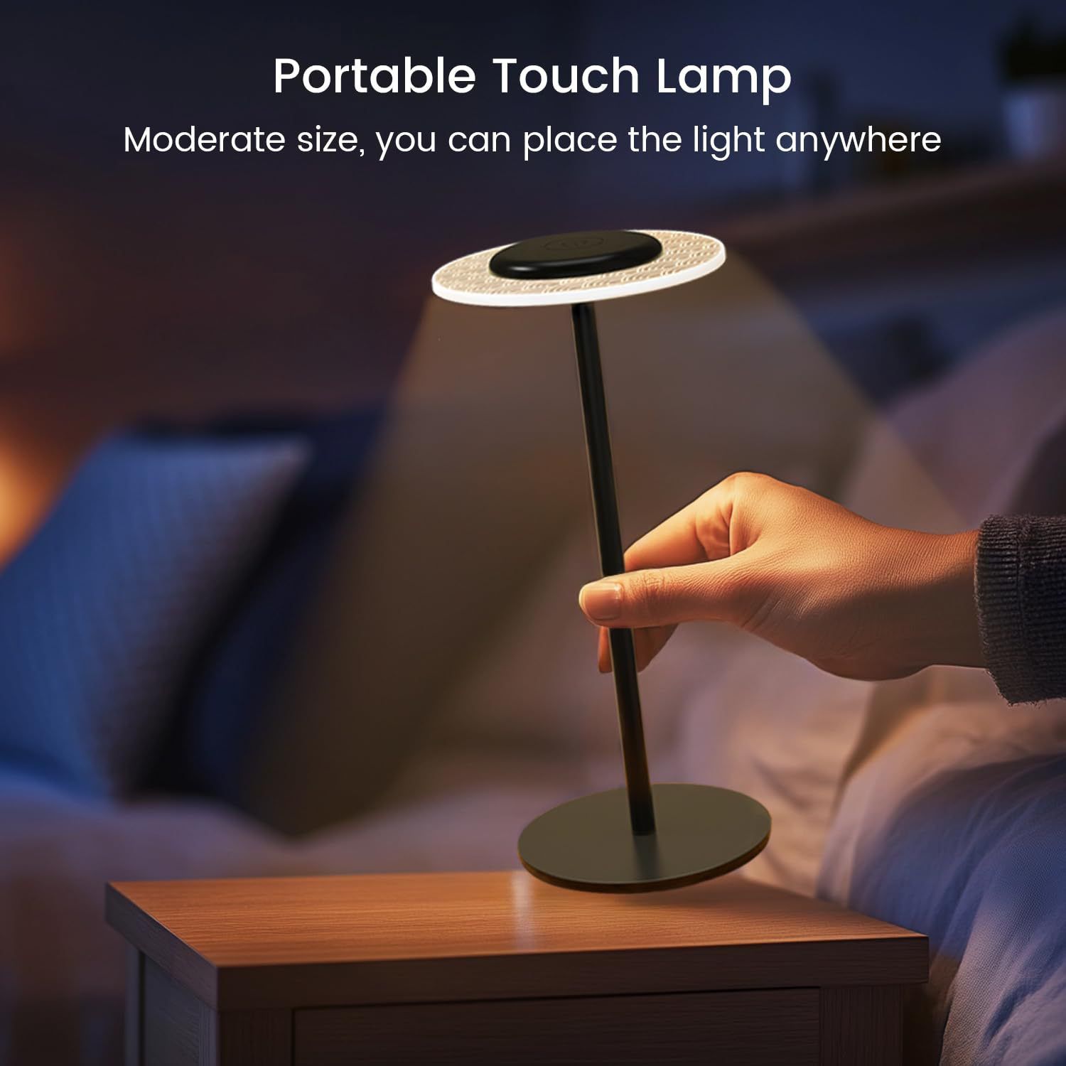 LED circular rechargeable table lamp, desktop light, RGB ambient light, touch-adjustable night light  TD01