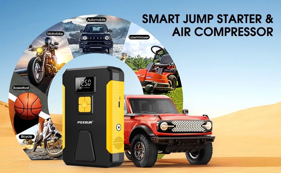 Multi-function Car Jump Starter Air Pump Portable Air Compressor Auto Tire Inflator Emergency Power Supply  FJS-950