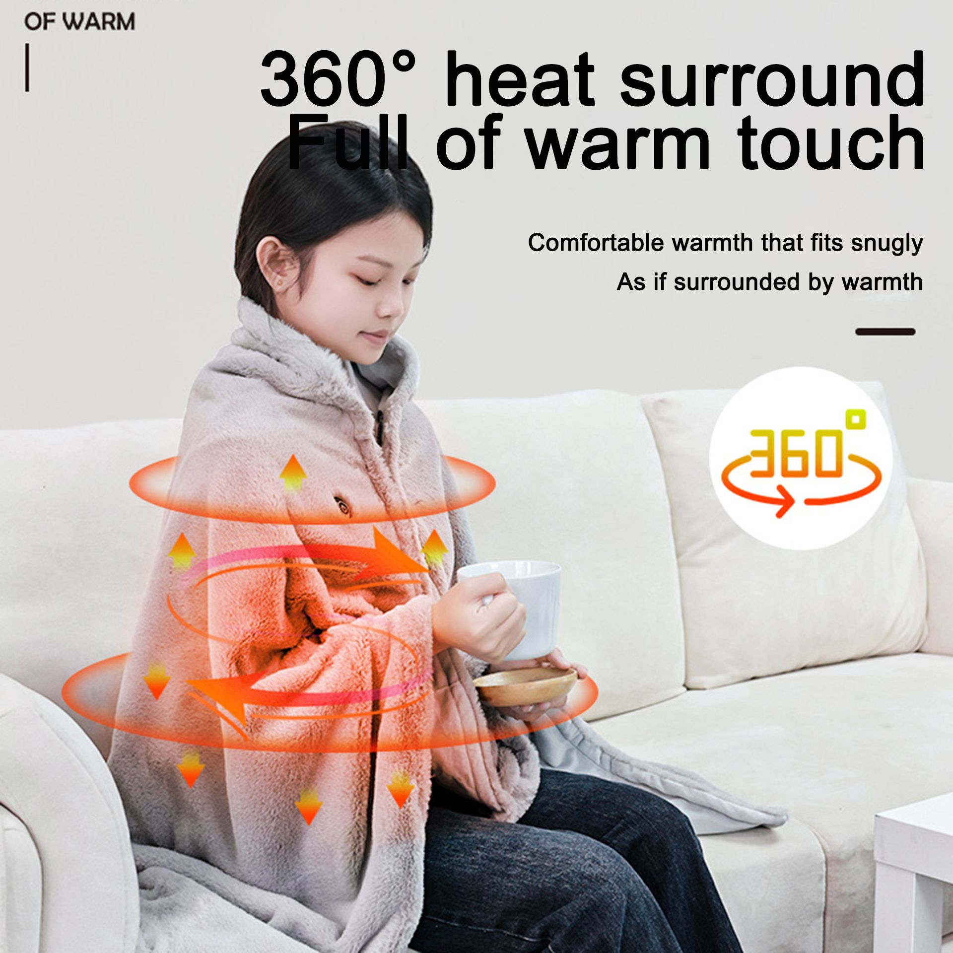 Super comfortable rabbit hair electric heating blanket intelligent constant temperature heating cover blanket lunch break warm shawl Multi-function blanket intelligent constant temperature three temperature control USB power supply  M5F14