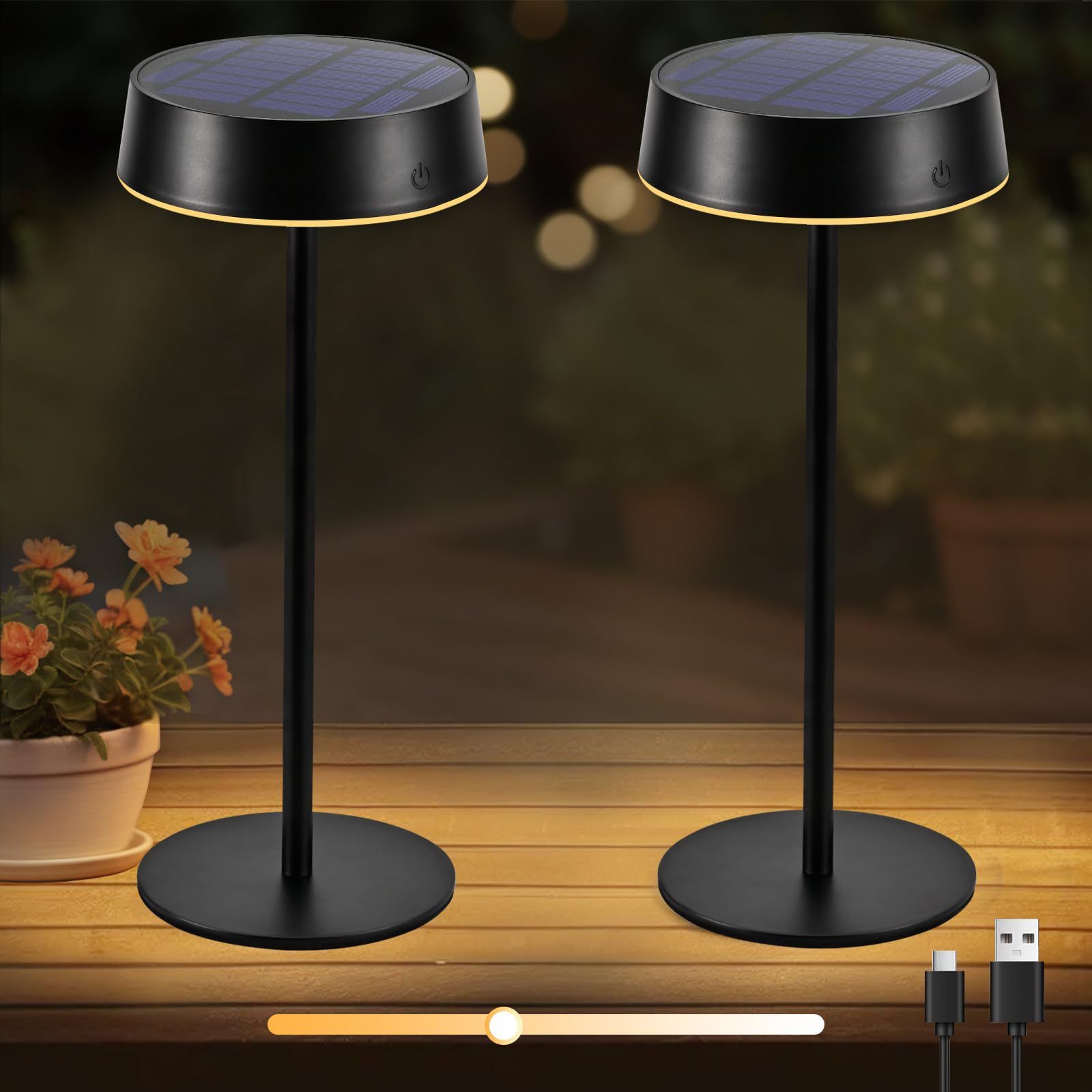 Outdoor IP67 solar table lamp, night light, dining table light, camping light, indoor charging and plugging dual-purpose, atmosphere, light luxury and high-end feel, 2000mah battery  TD04