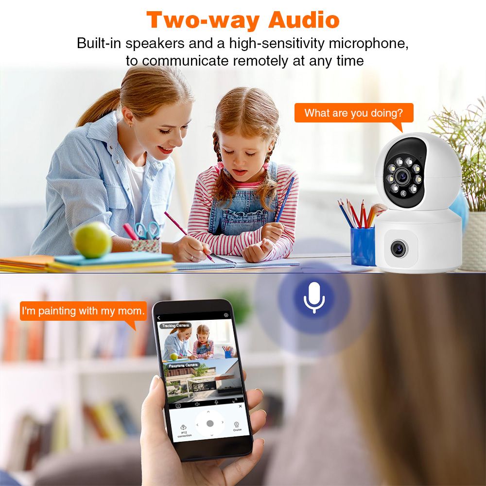 K22 dual-camera outdoor monitoring 1920*1080 high-definition pixel dual-lens intelligent night vision outdoor security mobile monitoring area alarm free rotation two-way communication multi-person viewing  K22