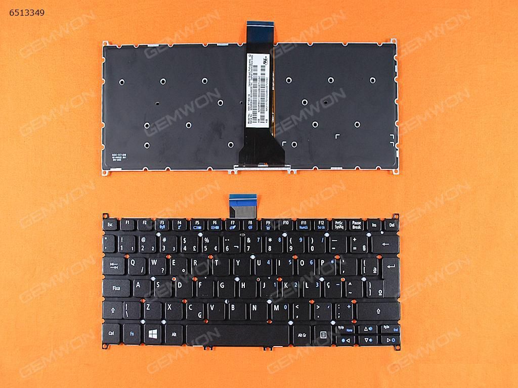 ACER V5-122P BLACK(For Win8,Without FRAME,Backlit) BR NSK-R71BW Laptop Keyboard (OEM-B)
