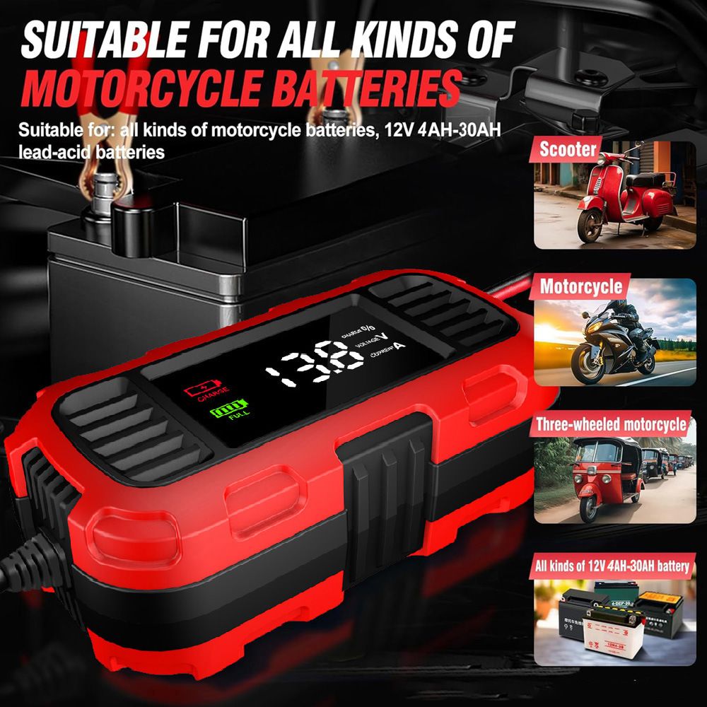 The 12V charger and maintenance device are used for motorcycle ATV and car 2A fully automatic trickle battery chargers  FBC1202E