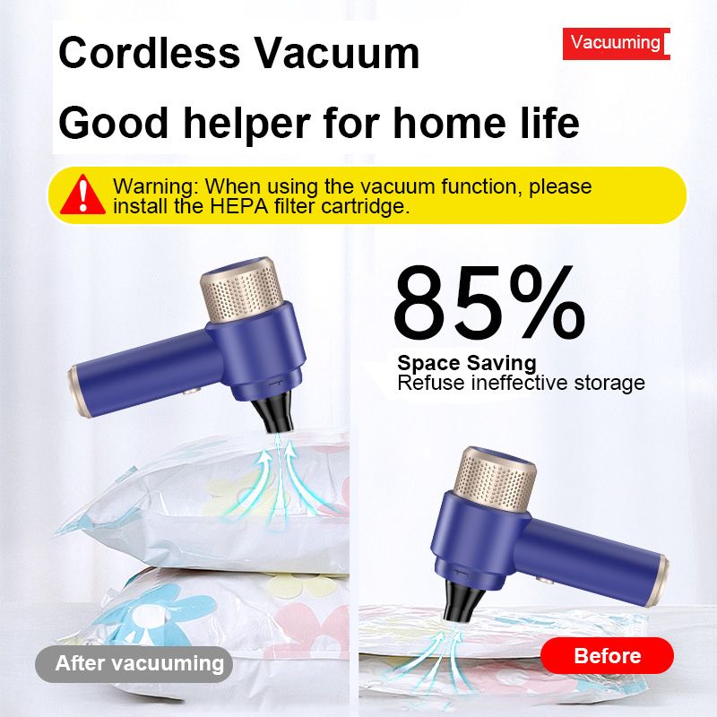 [Black] Wireless desktop car vacuum cleaner blowing suction integrated handheld dust blowing suction Small mini charging vacuum cleaner 6500PA super suction LED lighting 4000mha large capacity battery  LT-135