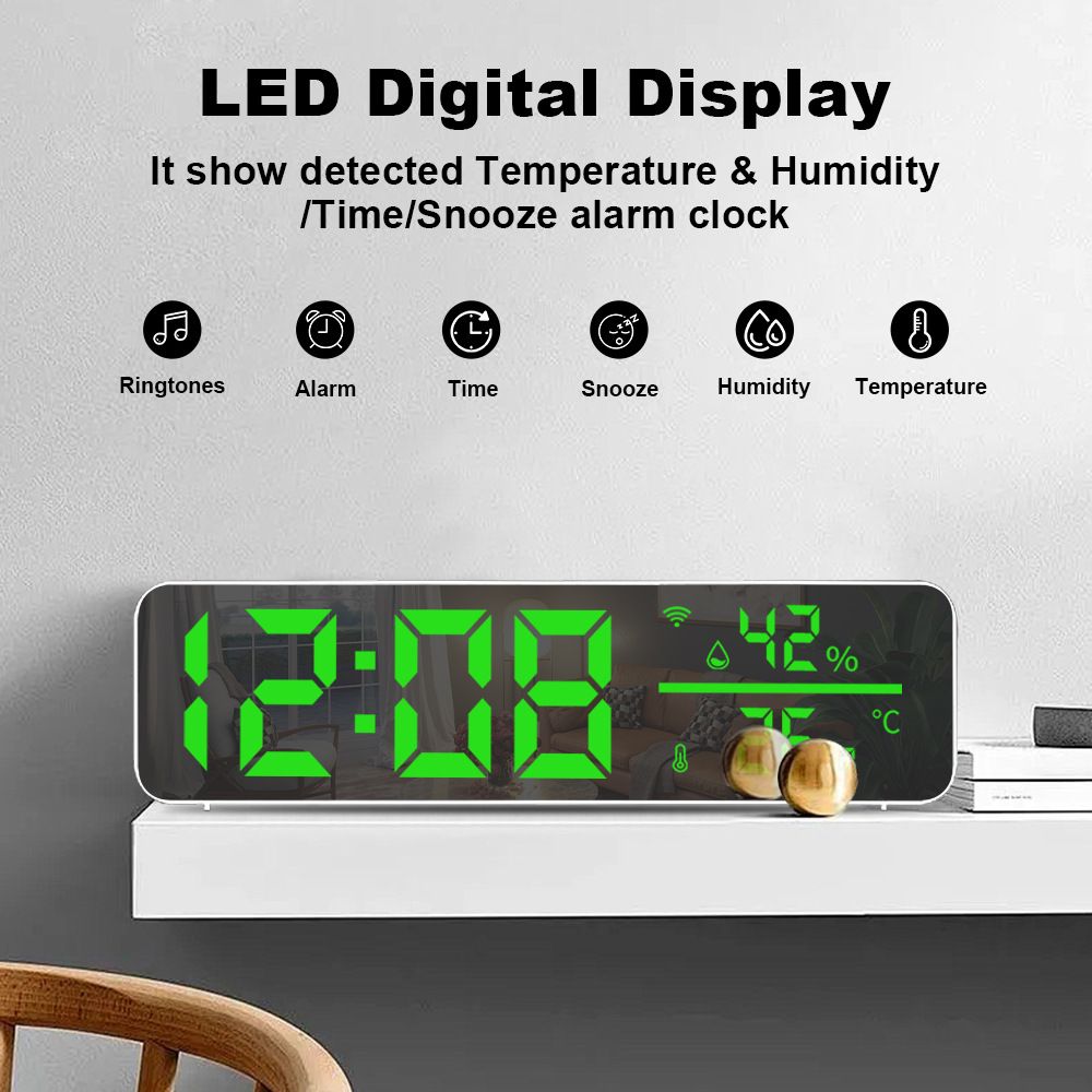 tuya app Temperature and humidity multi-function alarm clock Creative LED clock wifi thermometer Smart home temperature and humidity smart home control system  SZ01