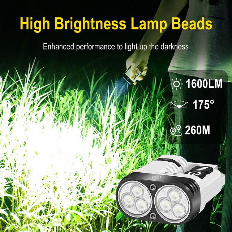 High light 1600LM flashlight Multi-functional strong light magnetic working light can be rotated holding flashlight type-c charging portable lanyside  U6