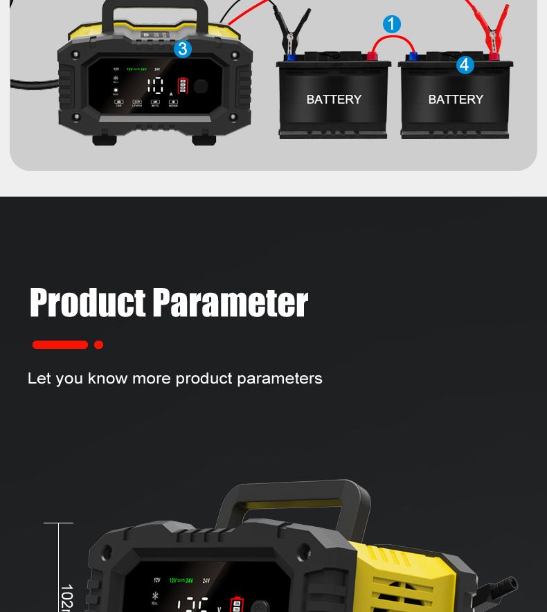 10A portable 12V 24V motorcycle battery charger, portable car battery charger  FPT-100