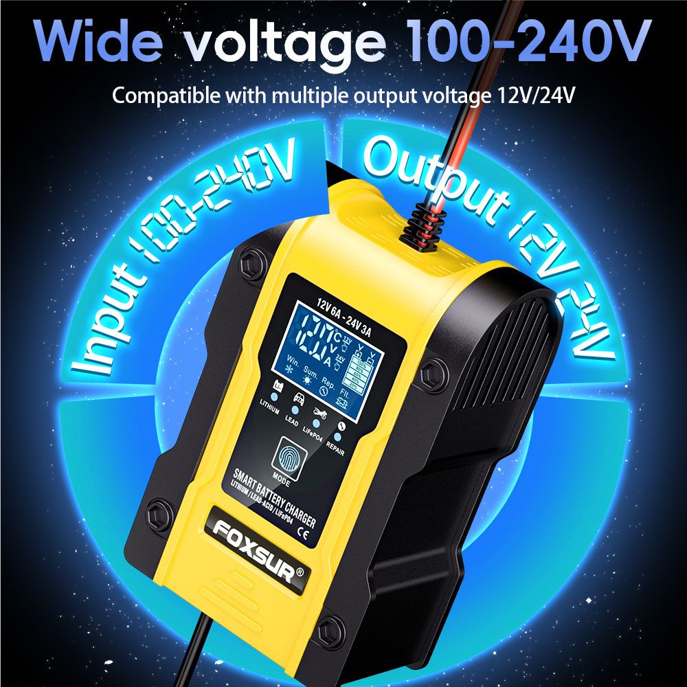 12.6V lithium battery, 12V 24V lead-acid battery, lithium iron phosphate charger, car and motorcycle battery charger  FBC122406D