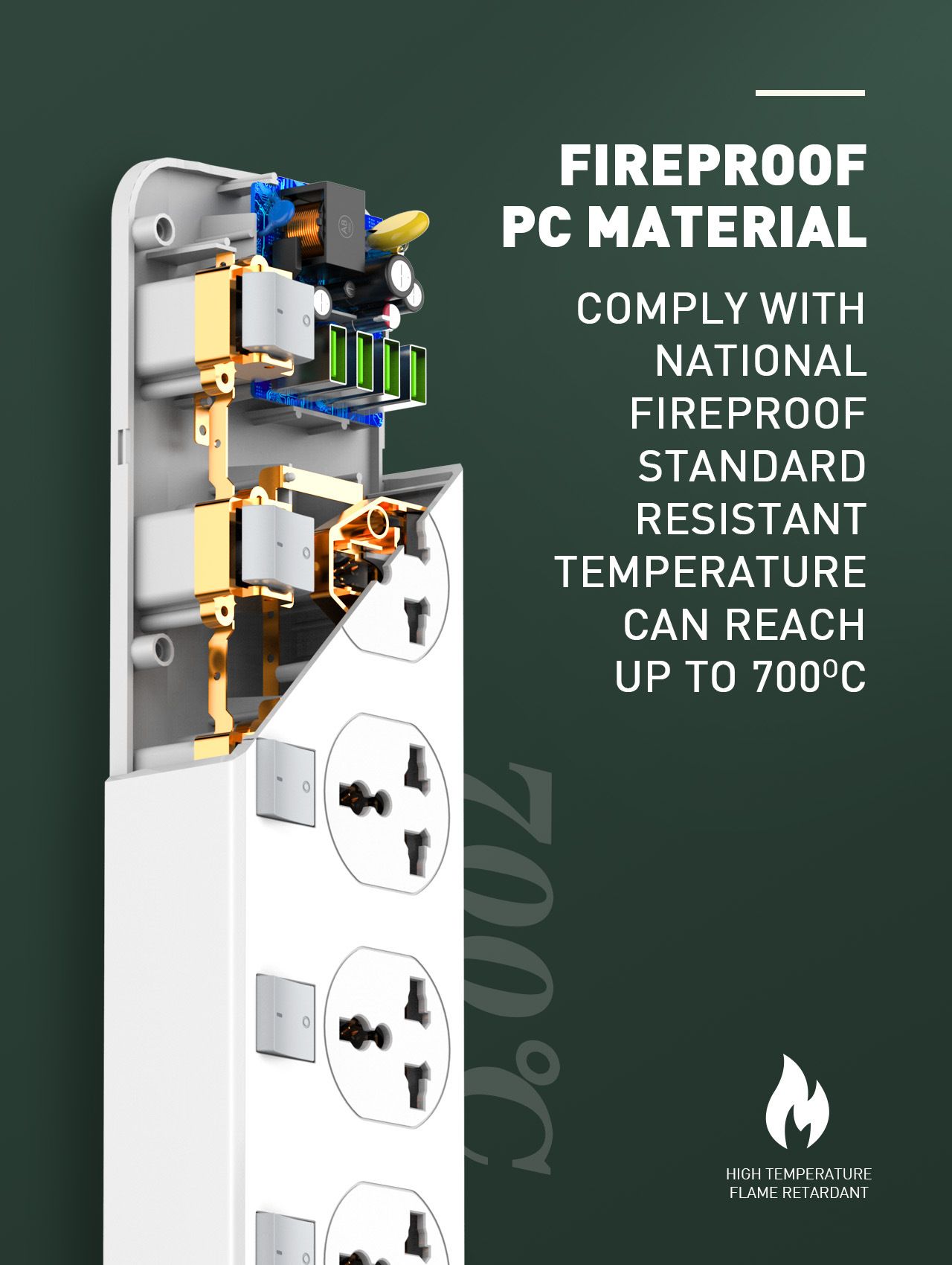 Independent switch universal strip USB power strip European standard American standard Expansion socket patch board Overload protection 2500W 5V/3.4A 4*USB-A 2 meter cable European standard  SC4408