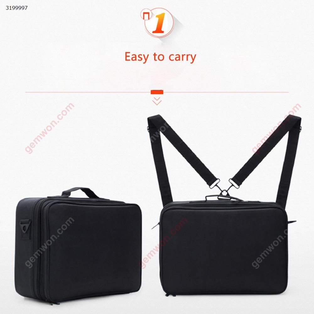 Professional multi-layer partition storage bag insert board cosmetic bag with makeup portable makeup large-scale tattoo semi-permanent toolbox -black Makeup Brushes & Tools  L