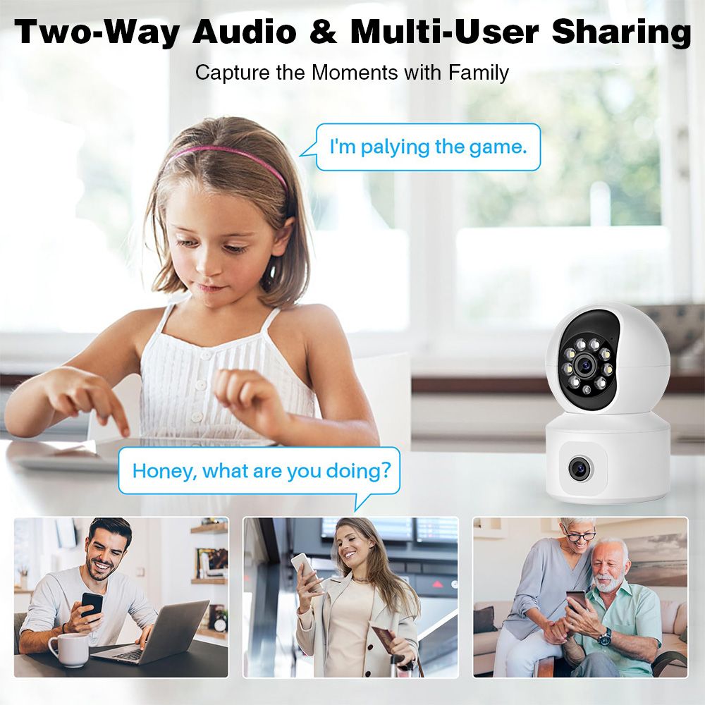 K22 dual-camera outdoor monitoring 1920*1080 high-definition pixel dual-lens intelligent night vision outdoor security mobile monitoring area alarm free rotation two-way communication multi-person viewing  K22