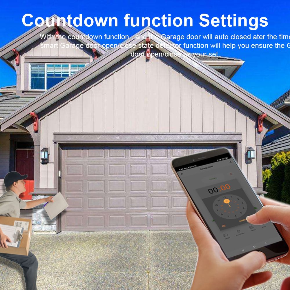 The intelligent WIFI garage door controller tuya app remotely controls the voice-timed rolling shutter door switch EU Plug  CKM01