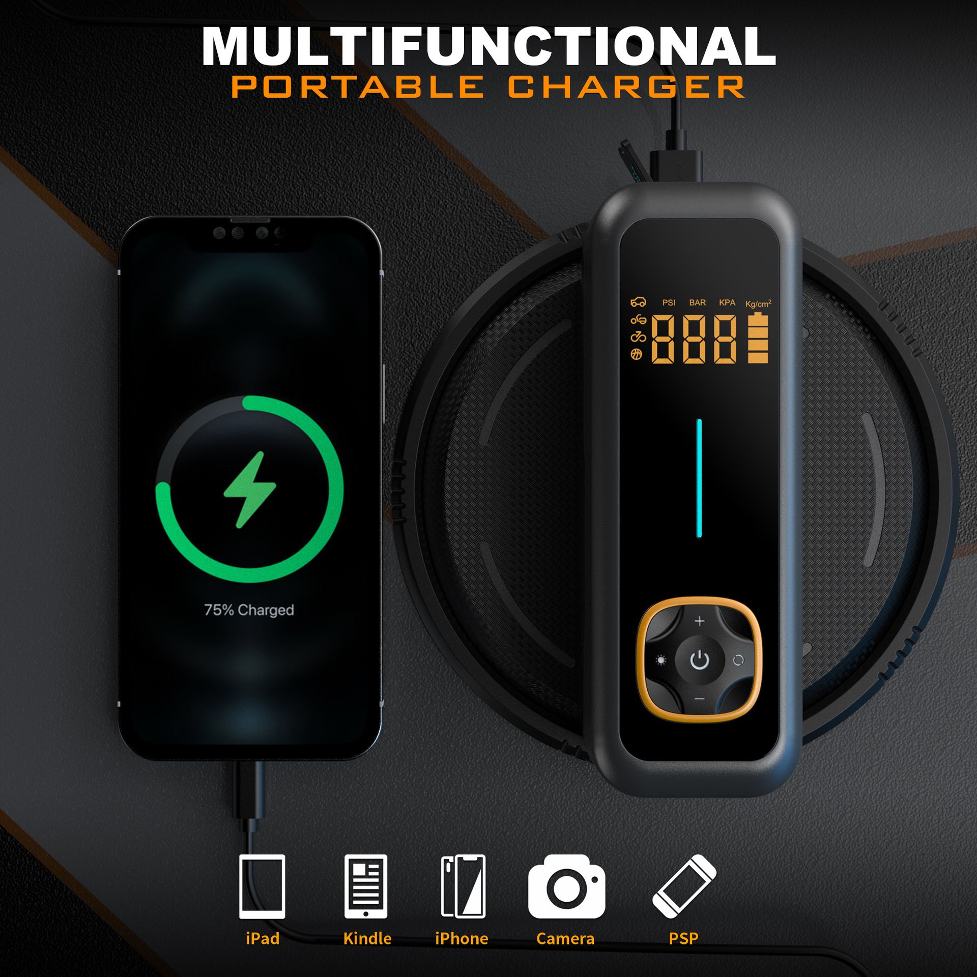 Portable auto tire pump Handheld wireless charging car air pump  CY80