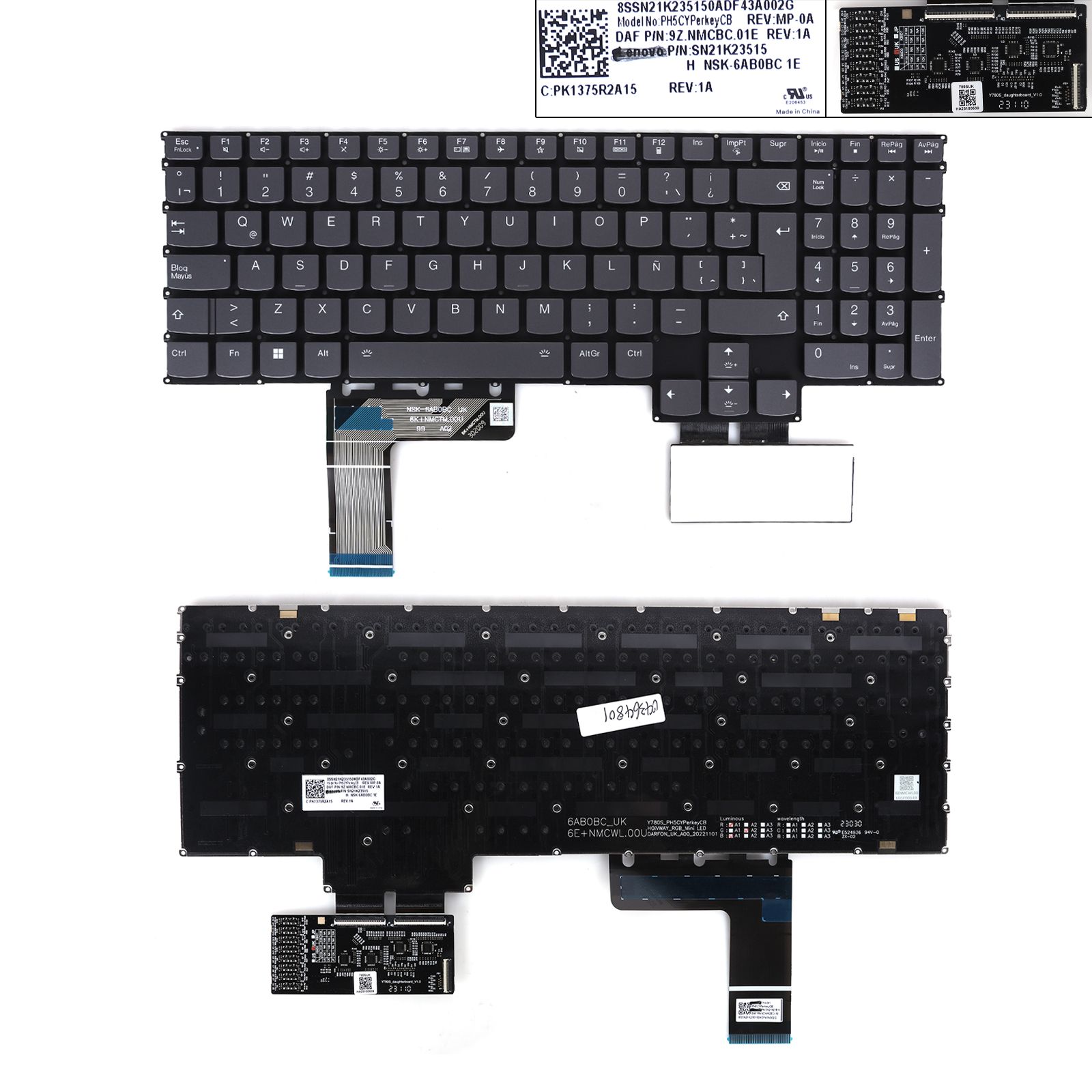 Lenovo R9000X R9000K 16ARHA7 ARHA7 2022 GRAY（PCB Backlit，Win8）  9Z.NMCBC.01E