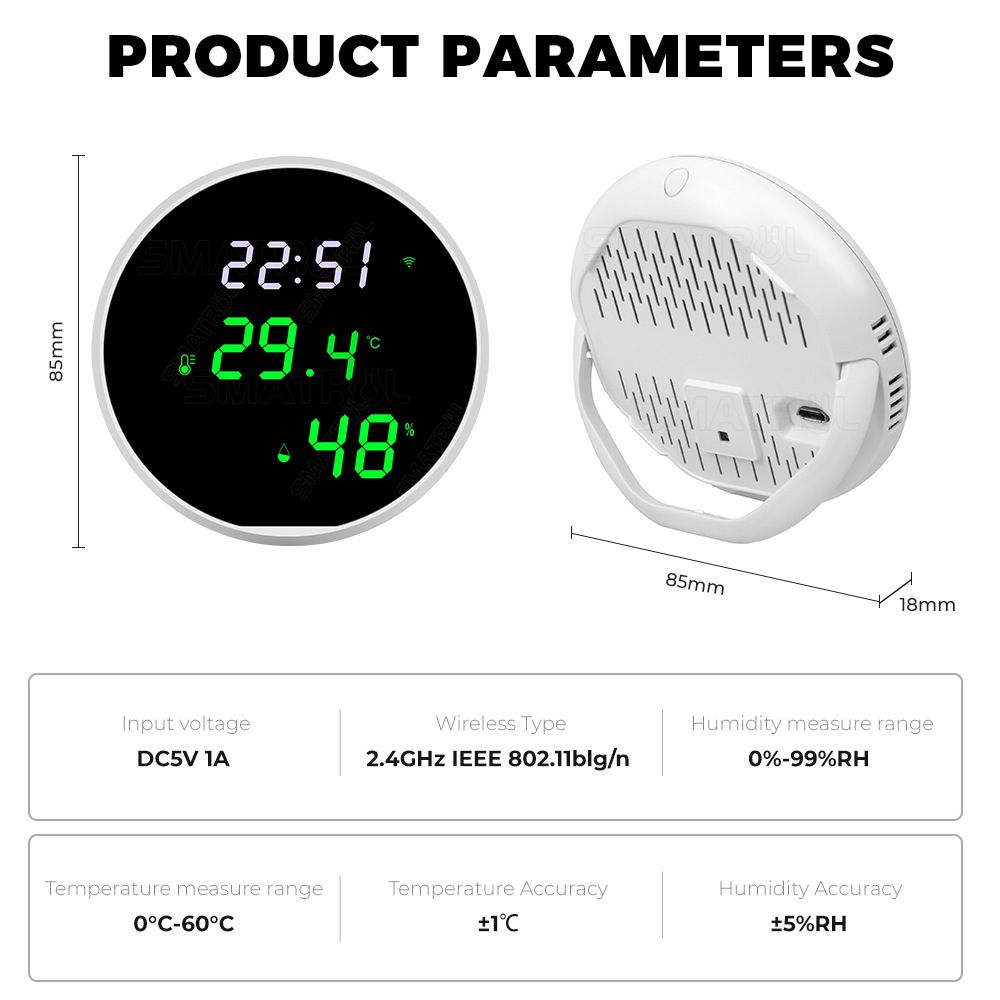 tuya APP WiFi Temperature and Humidity sensor Detector WIFI wireless temperature and humidity USB power supply real-time report  WL-TH03