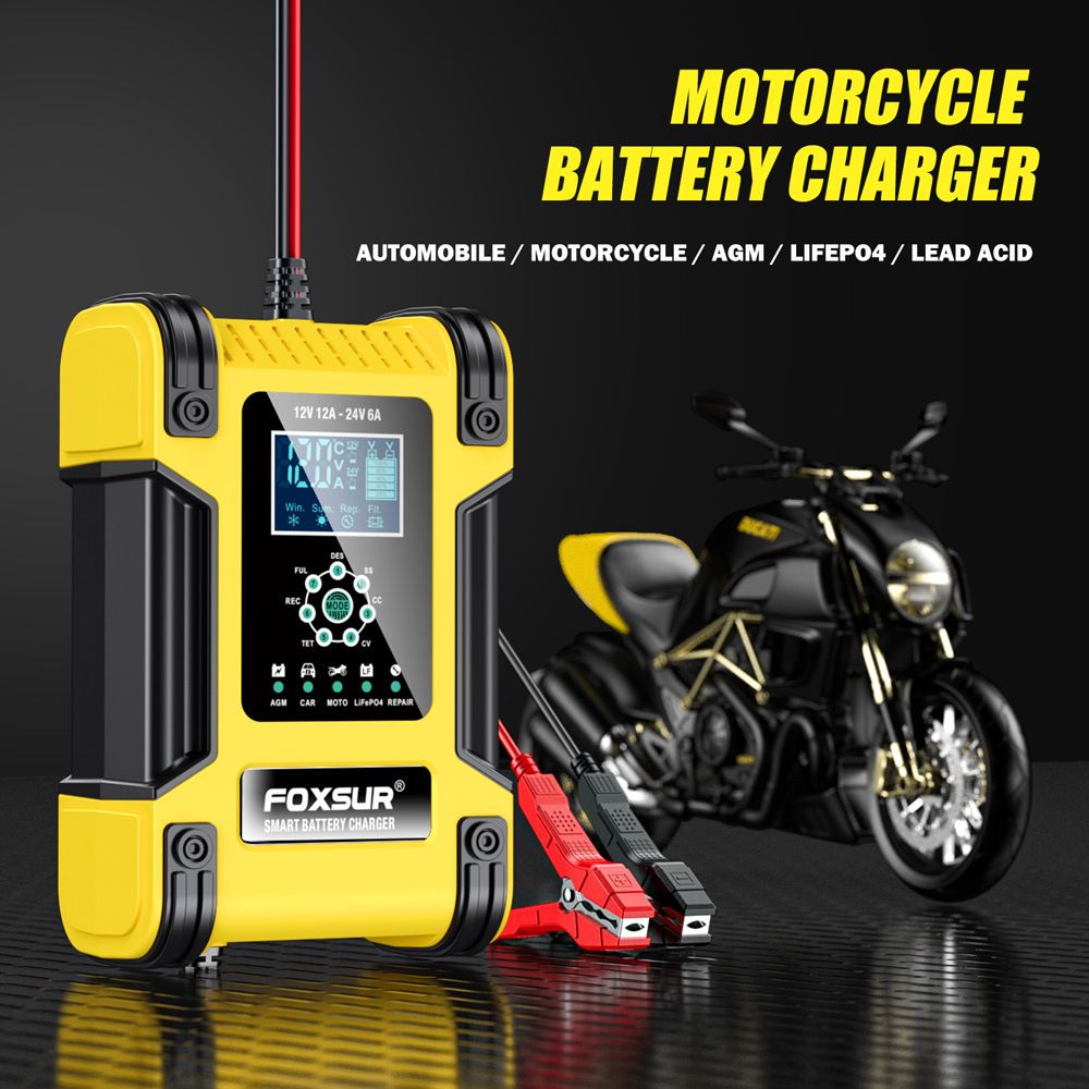12V, 24V, 12A 7-segment intelligent charger, lead-acid battery charger, running light indicator charger  FBC122412D-Y